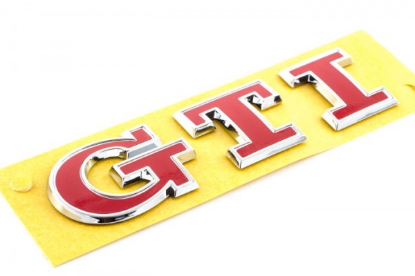 Rótulo 'GTI' brillo cromo/rojo tornado ORIGINAL VW Golf, Polo, Transporter, 5G0853675ACJZQ