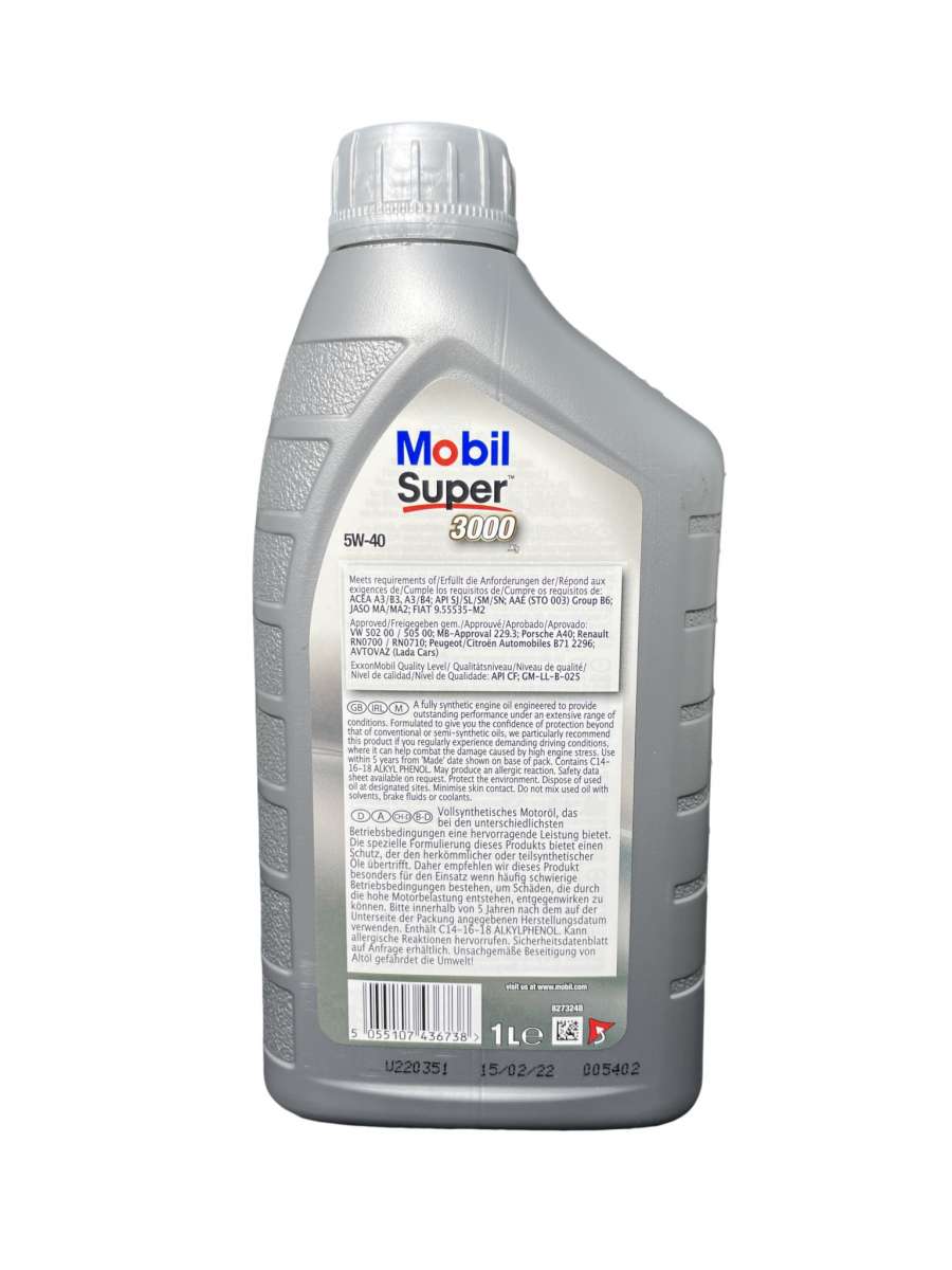 MOBIL SUPER 3000 X1 'Premium' 5W-40 1 litro, 151165 | Tienda de