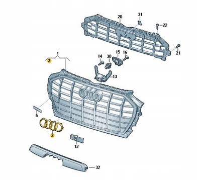 Emblema 'AUDI' parrilla del radiador 'Black Edition' ORIGINAL AUDI Q5/SQ5, 80A071801