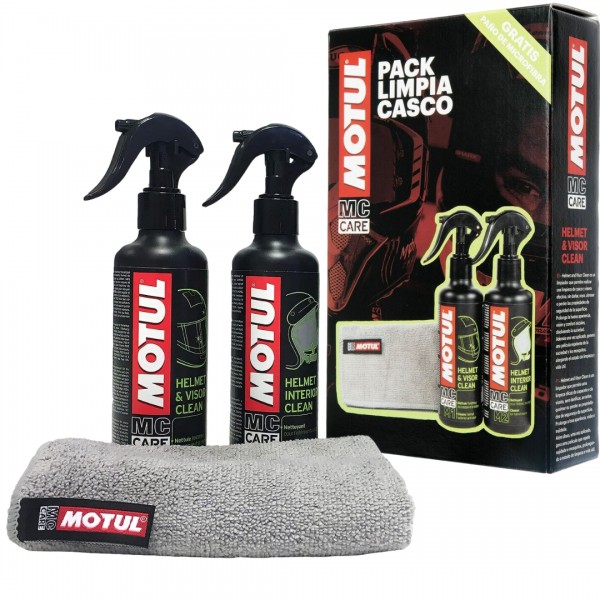 Kit MOTUL Limpieza Casco Motul M1 Helmet Exterior & Visor + M2 Helmet Interior + Gamuza Microfibra