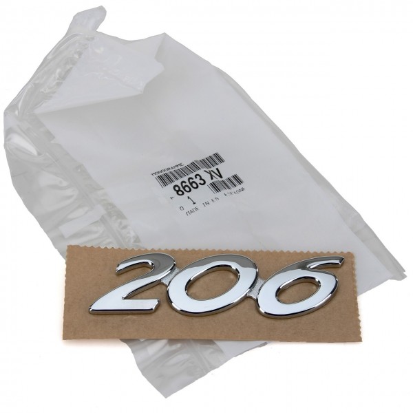 Emblema letras '206' ORIGINAL PEUGEOT 206, 8663XV