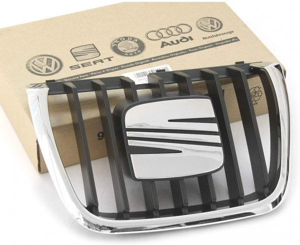 Rejilla Parrilla Calandra parachoques delantero emblema (negro cromado) ORIGINAL SEAT 7M785365101C