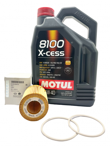 Pack Filtro Aceite ORIGINAL OPEL Astra 93183412 & Motul 8100 X-CESS 5W40 5L 102870