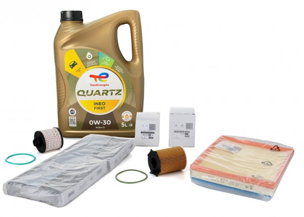 Pack 4 Filtros ORIGINAL PEUGEOT CITROEN 1.6 BlueHDi 2013 & Total QUARTZ Ineo First 0W30 C1