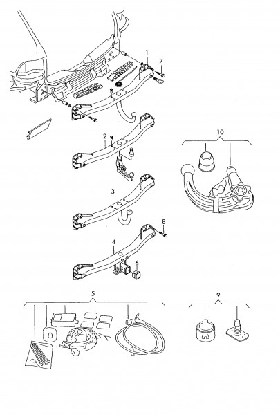 Kit de instalación eléctrica '13 agujas' ORIGINAL VW 5N0055204A