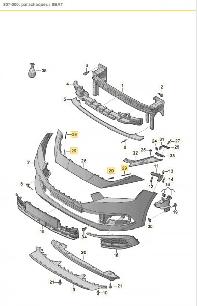 Juego piezas de Fijación parachoques ORIGINAL Leon (KL) 5FA898623