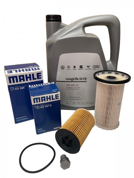 Pack 2 Filtros MAHLE VW Golf Passat AUDI A3 1.6 / 2.0 TDI OX787D KX386 + 0W30 504 507 5 litros