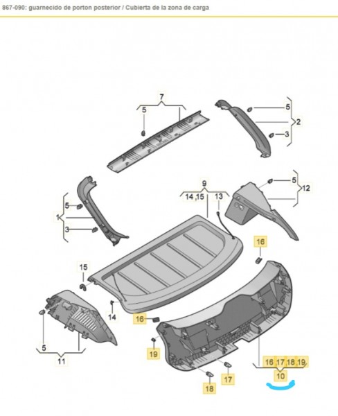 Guarnecido de porton posterior soul (negro) ORIGINAL SEAT Leon IV (KL),5FA867601A4PK