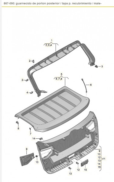 Tapa inferior guarnecido portón negro satinado ORIGINAL SEAT Ateca KH7, 5758688199B9