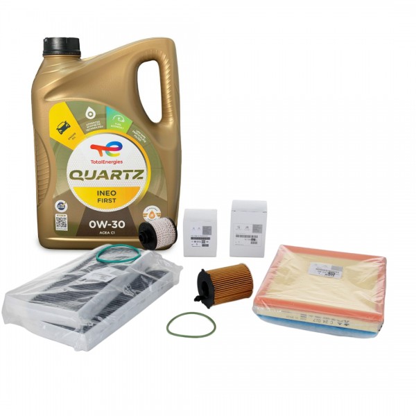 Pack 4 Filtros ORIGINAL PEUGEOT CITROEN 1.6 BlueHDi (DV6FC) 2013 & Total QUARTZ Ineo First 0W30 C1