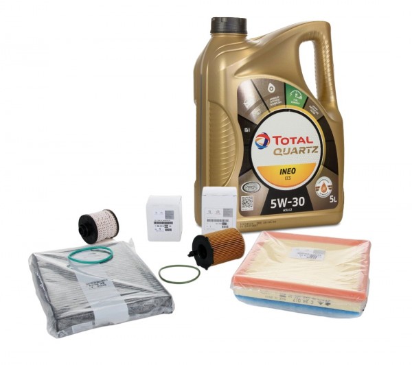 Pack 4 Filtros ORIGINAL PEUGEOT CITROËN 1.6 BlueHDi 99/100/115/120 & Total QUARTZ Ineo ECS 5W30 C2 5